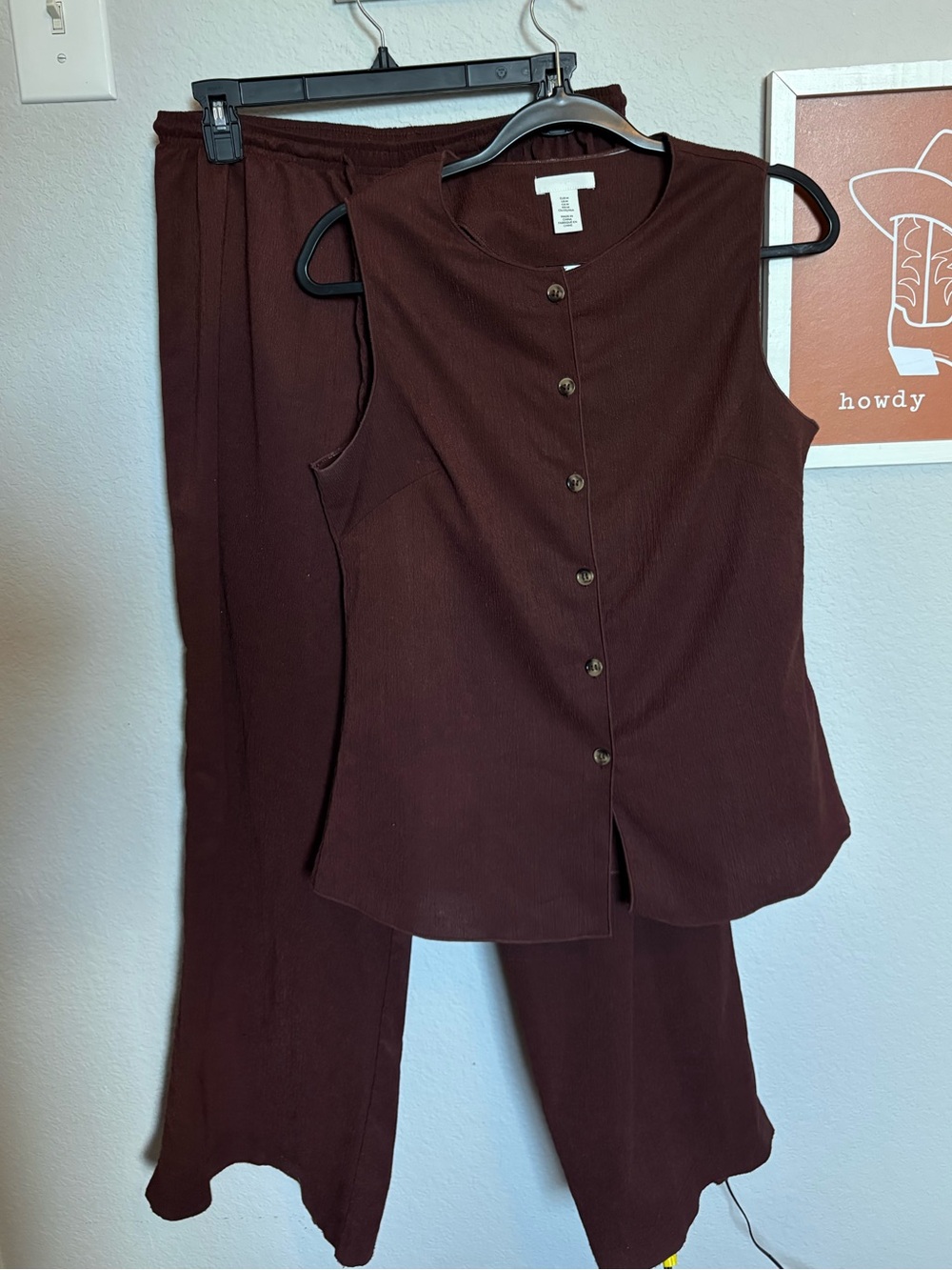 Brown Matching Button-Up Set